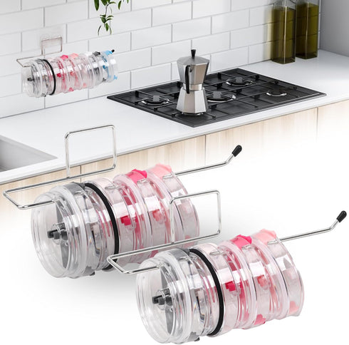 2 Pack Tumbler Lid Organizer, Space Saving Cup Lid Organizer for Kitchen Cabinets for Yeti Tumbler/Stanley Tumbler, Self-Adhesive Tumbler Lid Orga...