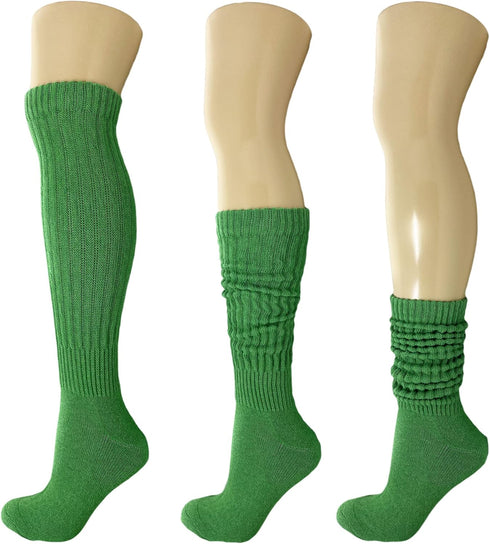 AWS/American Made 2 Pairs Cotton Slouch Socks Scrunch Knee High Socks Shoe Size 5-10...