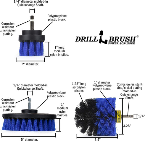 Kayak - Cleaning Supplies - Drill Brush - Boat Accessories - Hull, Deck, Fiberglass, Gel Coat, Carpet, Seats - Spin Brush Kit - Pond Scum, Oily Re...