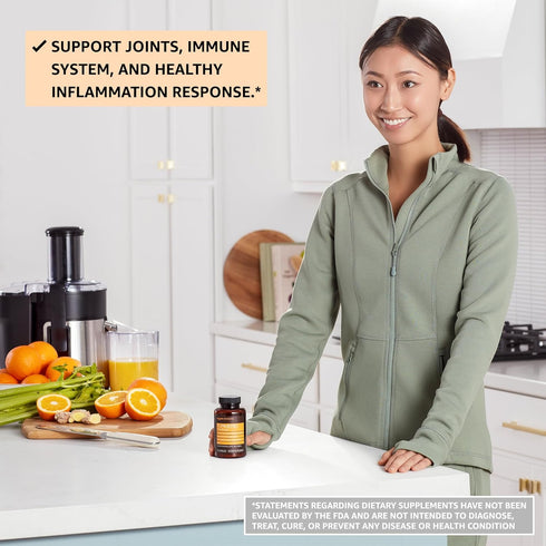 Amazon Elements Turmeric Complex, 316 mg Curcumin, 140 mg Ginger, 5 mg Black Pepper - Joint & Immune System, Healthy Inflammation Response - 65 Ca...