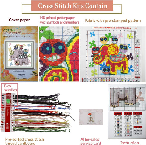 ITSTITCH Printed Cross Stitch Kits 11CT 15X15inch DIY Embroidery Starter Kits Easy Patterns Embroidery for Girls Crafts DMC Stamped Cross-Stitch S...