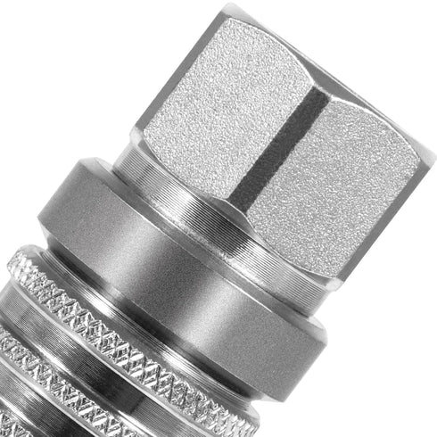 PD242 Series PD Steel Test Port and Diagnostic Equipment Quick Coupler with Female Pipe Thread, 1/8" Body Size, 1/4"-18 NPTF Thread Size, 2.12" Le...