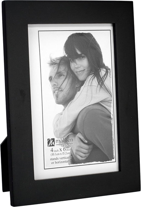 Malden 4x6 Picture Frame - Wide Real Wood Molding, Real Glass - Black...