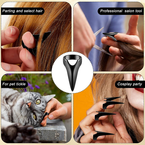 Hicarer 10 Pieces Stitch Tool for Braids Aid Finger Ring Hair Parting Tool Ring Retro Metal Claws Rings for Hair Braiding Supplies Cosplay Nail Ar...