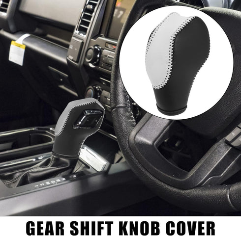 X AUTOHAUX Car Faux Leather Black White Gear Shift Knob Cover for Ford Focus 2012-2018 Escape 2013-2019 Fusion 2013-2016 Fiesta Transit Van White ...
