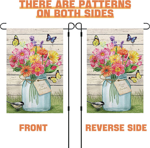 CVHOMEDECO. Double Sided Premium Sunflower Garden Flag Farmhouse Decorative Welcome Flags for Yard Lawn Outdoor Decor, Weather Resistant Double St...