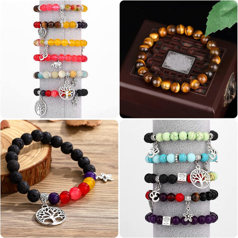 Bead bracelet making kit,Beads for Jewelry Making Bulk Mixed 471pc Healing Bead Rock Loose Nature Stone Gemstone for DIY Bracelet Necklace Essenti...