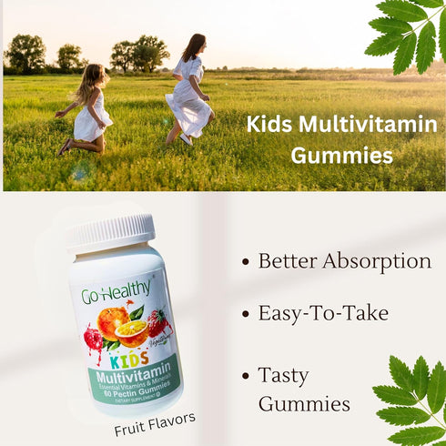Go Healthy Kids Multivitamin Gummies, Immune Support, Kids Vitamin Gummies, Kosher Kid Vitamin, Halal, Non-GMO, Gluten-Free Tasty Gummy - 30 Servi...