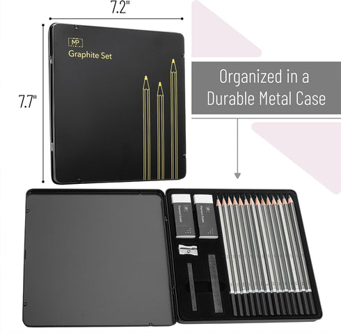 Mr. Pen- Sketch Pencils for Drawing, 19 pcs, Drawing Pencils for Sketching with Graphite Sticks, Erasers and Sharpener, Sketching Pencils, Art Pen...