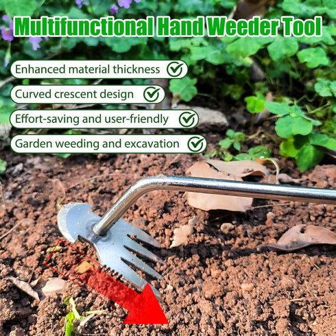 Amposei Weeding Artifact Uprooting Weeding Tool, Multifunctional Weeder, Hand Weeder Tool, Stand Up Weed Puller Tool with Handle for Garden Yard F...