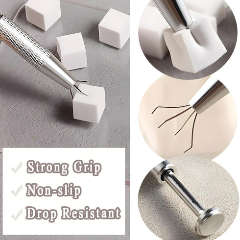 100 Pcs White Soft Nail Sponges for Ombre, 4 Claws Nail Sponge Metal Grabber,Ombre Nail Brush Nail Supplies Manicure Nail Art Tools Nail Accessori...