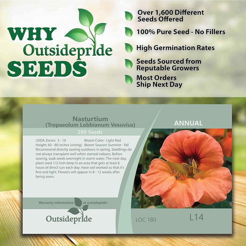 Outsidepride Tropaeolum Nasturtium Vesuvius Climbing, Vining, Flowering, Plants for Trellis, Fences, Arbors & More - 200 Seeds...