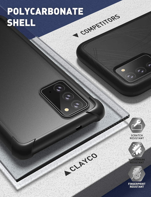 Clayco Forza Series Case for Samsung Galaxy Note 20, Built-in Screen Protector Compatible with Fingerprint ID, Full-Body Rugged Cover, 6.7 inch, 2...