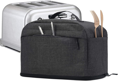 VOSDANS 4 Slice Toaster Cover with Removable Bottom 2-in-1 Toaster Bag with Pockets Toaster Storage Bag with Handle, Dust and Fingerprint Protecti...