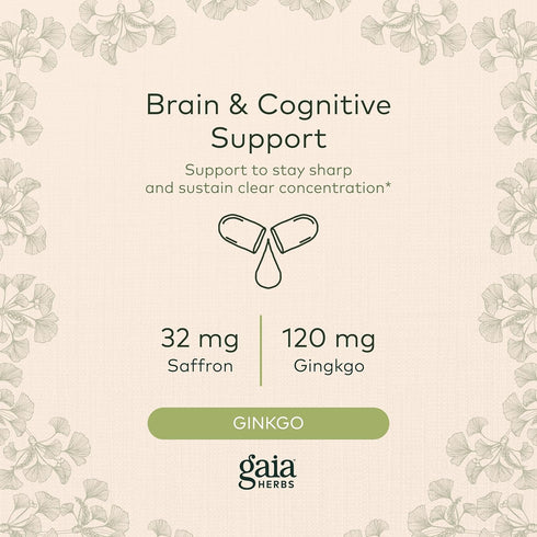 Gaia Herbs Nootropic Focus - Brain & Cognitive Support Supplement to Help Maintain Healthy Concentration* - with Saffron, Lemon Balm & Spearmint -...