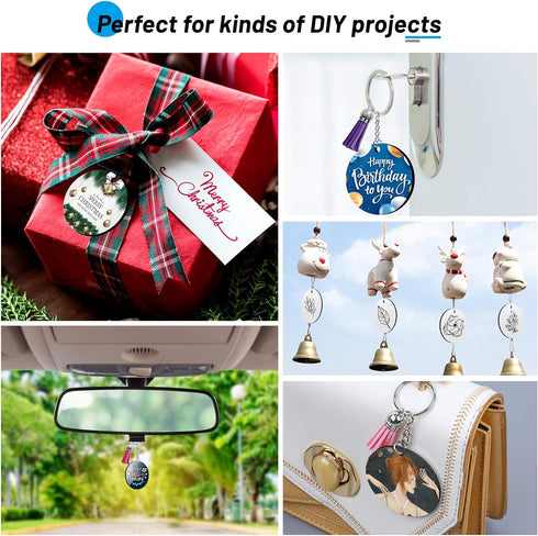Sublimation Blanks Keychains Products, 80 PCS Keychains Tag Bulk with 2 Inch Heat Transfer Double-Side Round Coasters Blanks, Key Chains, Tassels,...
