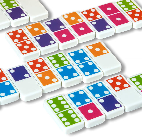 Melissa & Doug Dominoes Tabletop Game with 28 Colorful Tiles in Wooden Storage Box...