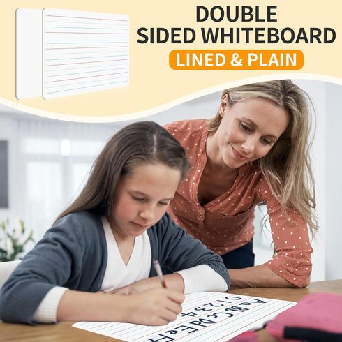 2 Pack Small White Board Set - Double Sided Dry Erase Ruled Lap Boards 9x12 Lined Whiteboard for Kids Student Learning for Student and Classroom U...
