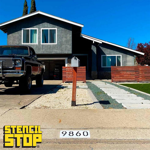 Curb Stencil Kit for Address Painting – Includes All Numbers, 4-Inch Durable & Reusable Plastic Stencils for Sidewalks, Pavement, and Industrial U...