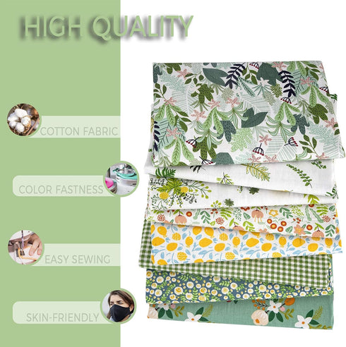 Aubliss 8pcs Fat Quarter Fabric Bundles 19.6'' x 19.6''(50cm x 50cm) Cotton Craft Fabric Pre-Cut Squares Sheets for Patchwork Sewing Quilting Fabr...