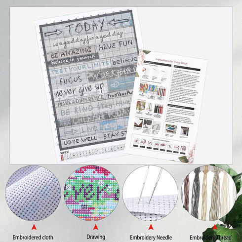 XunYee Excitation Language Inspirational Cross Stitch Stamped Cross Stitching Art Cross Stitch for Adults Beginners Home Wall Decor, 17.7 x 13.8 i...