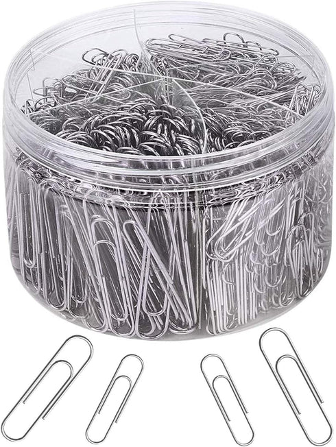 Paper Clips Assorted Sizes, Medium and Jumbo Size 1.3" & 2.0" Silver Coated Paperclips for Office School Home and Personal Use...