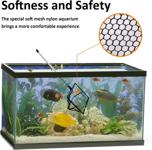 Aquarium Fish Net, 6 Inch Fine Mesh Fish Tank with Extendable 9-24 inch Long Handle...