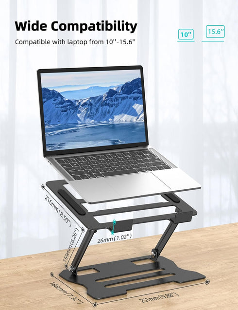Laptop Tablet Stand, Universal Adjustable Carbon Steel Laptop Computer Stand, Ergonomic Foldable Portable Desktop Tray Cooling Holder Compatible w...