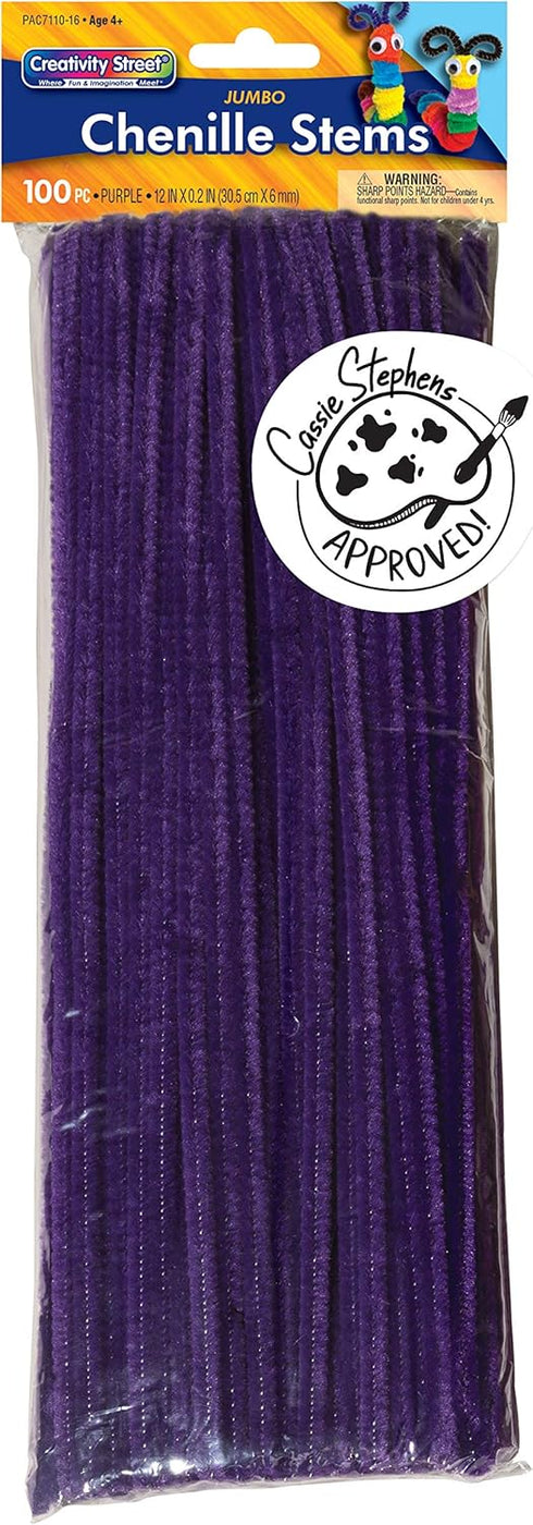 Creativity Street Chenille Stems/Pipe Cleaners 12 Inch x 6mm 100-Piece, Purple...