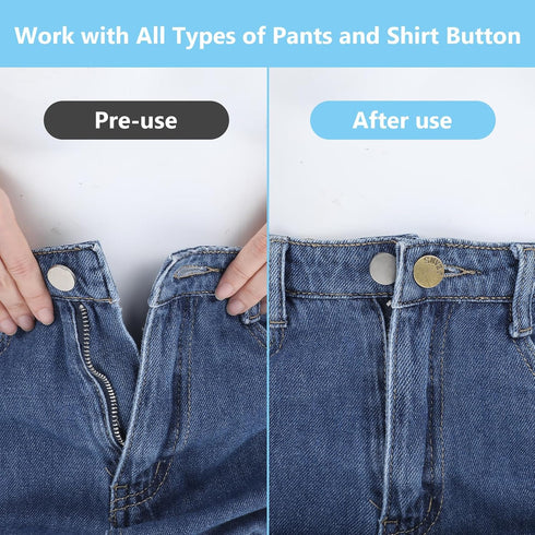 12Pcs Button Extenders for Jeans, Waist Pant Button Extenders No Sew Instant Waistband Extender Buttons Adjustable Metal Silicone Waist Extenders ...