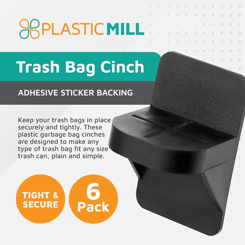 PlasticMill Trash Bags Cinch Black, 6 Pack, To Hold Garbage Bags In Place.May not be compatible with some Garbage Can drawers or compacters....