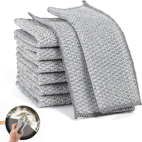 6 pcs Wire Dishwashing Rag for Wet and Dry,Non-Scratch Wire Dishcloth,Multipurpose Cleaning Pads, Time-Saver Kitchen Wipes Cleaning Cloths...