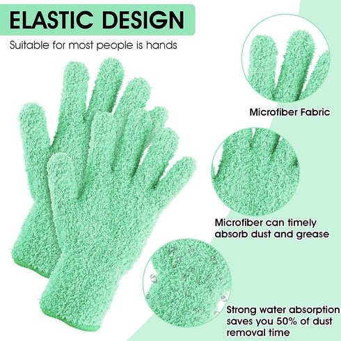 1 Pair Microfiber Dusting Gloves, Reusable Washable Cleaning Gloves Mittens for Plants House Cleaning Car Blinds Lamps and Small Hard to Reach Cor...