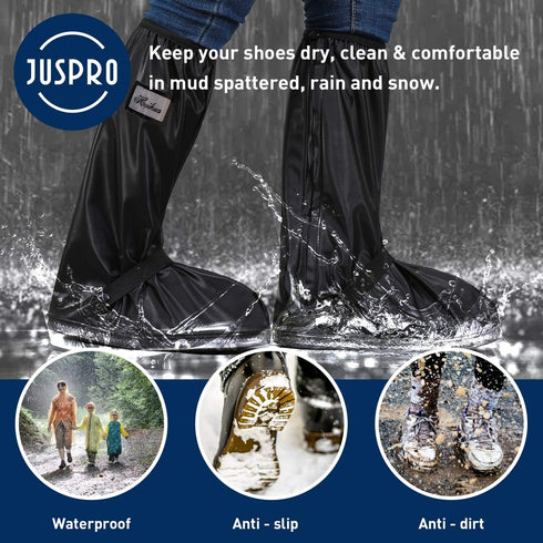 JUSPRO Waterproof Rain Boot Shoe Cover with Reflector for Outdoor Sports Hiking Climbing Camping Scooter Travel...