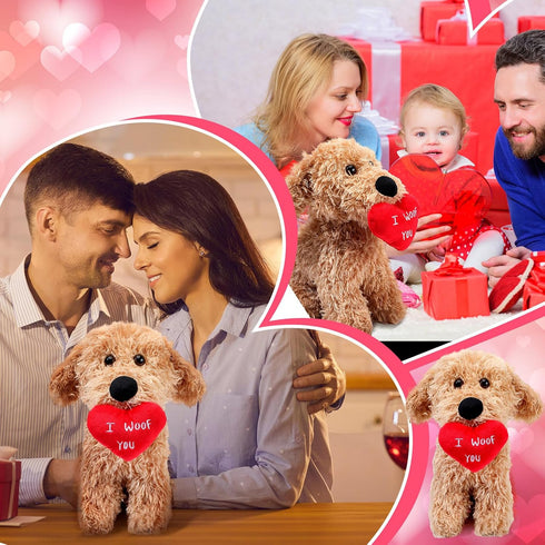 Dog Plush Stuffed Animal Puppy Dog with a Heart I Woof You Gifts Cute Heart Dog Toys for Girls Boys Couple Mom Birthdays Wedding Christmas Valenti...