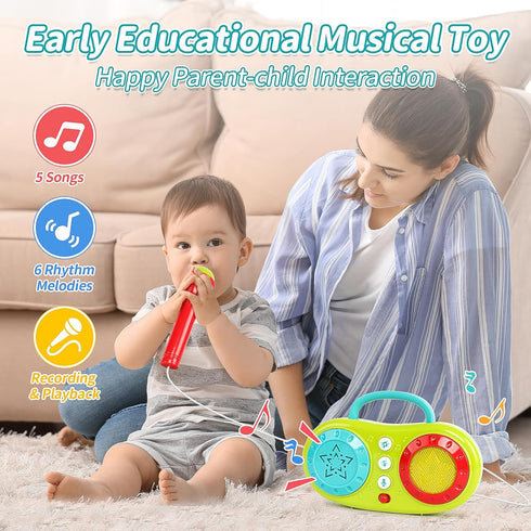 Baby Karaoke Machine Toy for Kids 12-18 Months, Singing Microphone Toy for 1 2 3 4+ Year Old Boys Girls, Toddler Music Player Learning Toy with 5 ...