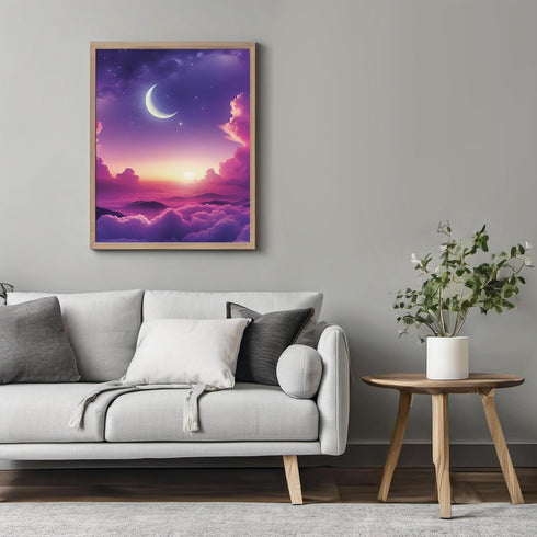 Posterizer 1 pcs-Gradient Pink and Purple Sky Aesthetic Print-Abstract & Modern Art-Landscape & Nature Art-Gifts for Women-Living Room Bedroom Dec...