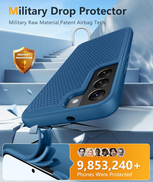 BNIUT for Samsung Galaxy S22 5G Case: Dual Layer Protective Heavy Duty Cell Phone Cover Shockproof Rugged with Non Slip Textured Back - Military P...