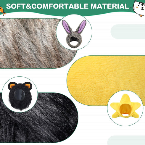 5 Pieces Cat Hat Cat Dog Costume Cute Pet Hat Bunny Rabbit Hat with Ears Headwear Lion Mane Cap Valentine New Years Day Party Accessory for Kitten...