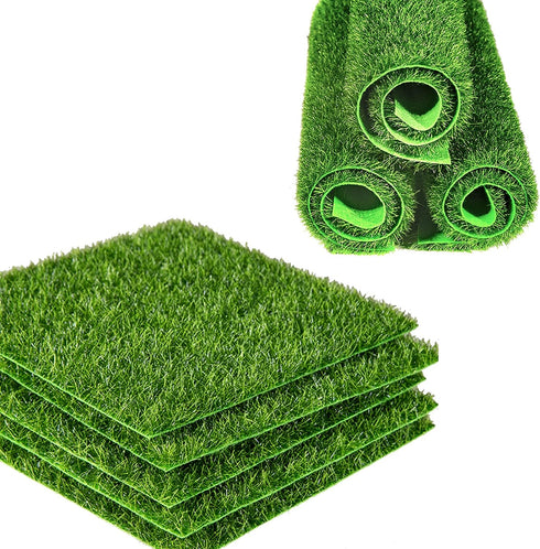 SNAIL GARDEN Fairy Artificial Grass, 8Pack Life-Like Garden Lawn with 5Pcs Artificial Moss Rocks-Miniature Ornament Garden Fairy Accessories for G...