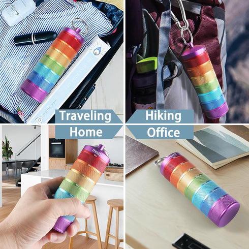 Weekly Metal Pill Organizer, Waterproof 7-Day Pill Container for Outdoor Travel. Aluminum Pill Case That is Shockproof and Has Large Compartments ...