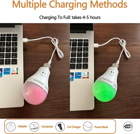 Rechargeable Battery Operated Light Bulb,E26 Dimmable Color Light Bulb with Remote Control,40W Equivalent,2500mAh,LED Puck Emergency Lamp,for Non-...