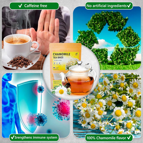 TeaDeam Tea Chamomile Tea Bags | Caffeine-Free & Sleep Time Tea | Chamomile Flowers Aroma - For Relieving Stress | Brew Hot Or Iced | 50 Tea Bags...