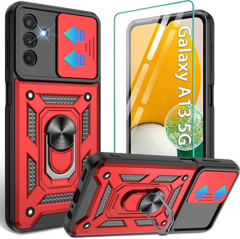 Galaxy A13 5G Case / A04S Case, Samsung Galaxy A13 5G Case with HD Screen Protector, Heavy Duty Shockproof Phone Cover with Magnetic Kickstand Rin...