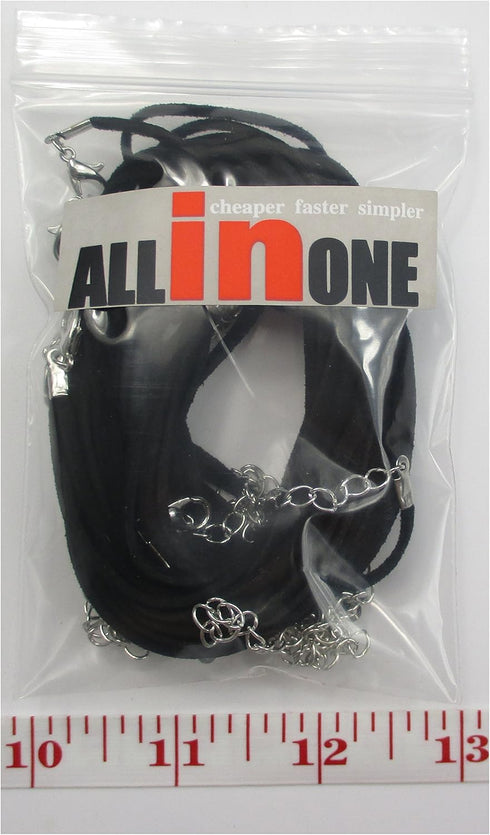 ALL in ONE 10pcs Faux Leather Suede Cord Necklace with Lobster Clasp Extended Chain (25", Black)...