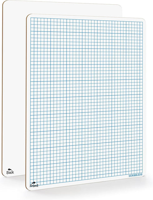 SCRIBBLEDO Dry Erase Graph Whiteboard 9" x 12" Double Sided Dry Erase Board with Grid for Home, School, Classroom, kids and Students Portable Grid...