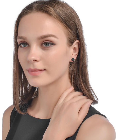 FIBO STEEL Stainless Steel Black Stud Earrings for Men Women, 3mm-8mm Available...