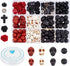 arricraft 203 Pcs Skull Gemstone Beads kits, Natural Lava Rock Synthetic Turquoise Cross Beads Flower Rose Beads and Tibetan Style Beads for Jewel...