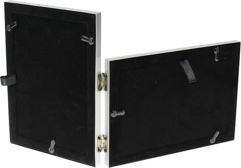 Brushed Aluminium Satin Silver Colour Twin 2 Picture Double Folding Photo Frame Gift - Takes 2 Standard 6 x 4 inch photographs (1 Landscape and 1 ...