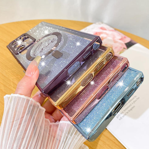 Fiyart Designed for Samsung Galaxy S22 Ultra Case,Compatible with MagSafe Love Heart Plating Camera Protection Clear Phone Case, Magnetic Glitter ...